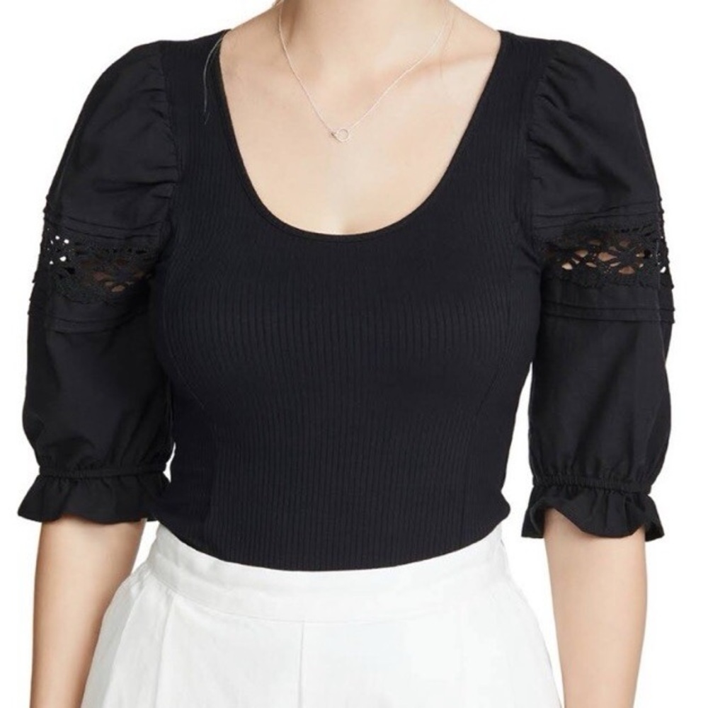 Free People Floral Glenside Peplum Top Peasant Blouse Size SP - Picture 2 of 11